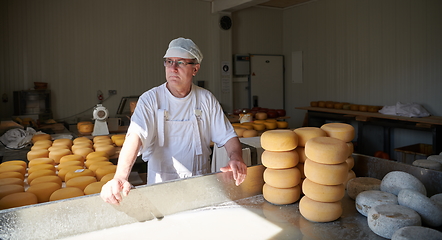 Image showing Cheese maker at local production factory