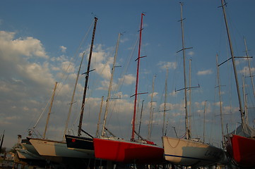 Image showing boats at sunset
