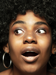 Image showing Close up portrait of young african-american emotional girl