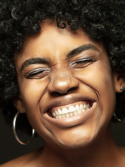 Image showing Close up portrait of young african-american emotional girl