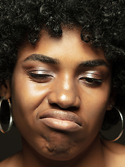 Image showing Close up portrait of young african-american emotional girl