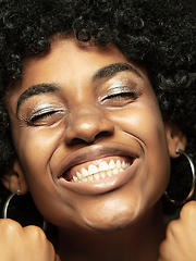 Image showing Close up portrait of young african-american emotional girl