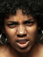 Image showing Close up portrait of young african-american emotional girl