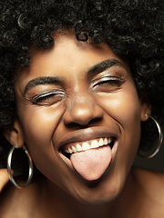 Image showing Close up portrait of young african-american emotional girl