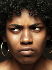 Image showing Close up portrait of young african-american emotional girl