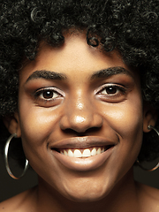 Image showing Close up portrait of young african-american emotional girl