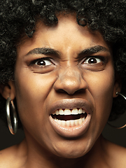 Image showing Close up portrait of young african-american emotional girl