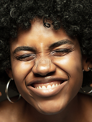 Image showing Close up portrait of young african-american emotional girl