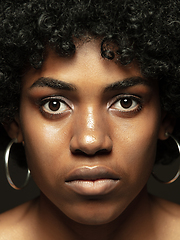 Image showing Close up portrait of young african-american emotional girl