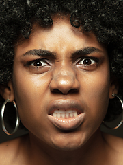 Image showing Close up portrait of young african-american emotional girl