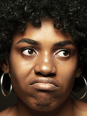 Image showing Close up portrait of young african-american emotional girl