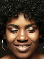 Image showing Close up portrait of young african-american emotional girl