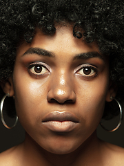 Image showing Close up portrait of young african-american emotional girl