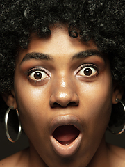 Image showing Close up portrait of young african-american emotional girl