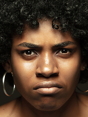 Image showing Close up portrait of young african-american emotional girl