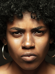 Image showing Close up portrait of young african-american emotional girl