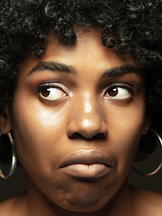 Image showing Close up portrait of young african-american emotional girl