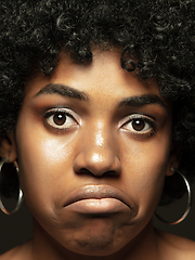 Image showing Close up portrait of young african-american emotional girl