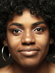 Image showing Close up portrait of young african-american emotional girl