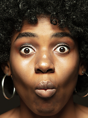 Image showing Close up portrait of young african-american emotional girl