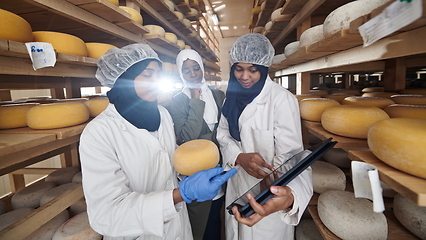 Image showing business woman team in local cheese production company