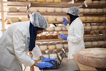 Image showing business woman team in local cheese production company