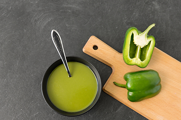 Image showing green pepper or paprika cream soup in bowl