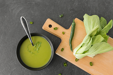 Image showing bok choy chinese cabbage cream soup in bowl