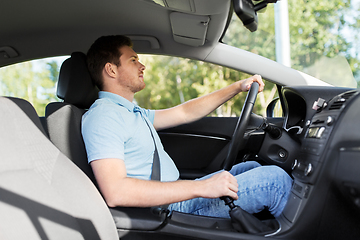 Image showing man or driver driving car in summer