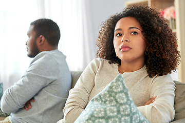 Image showing unhappy couple having argument at home