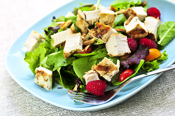 Image showing Green salad with grilled chicken