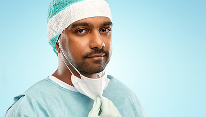 Image showing face of doctor or surgeon with protective mask