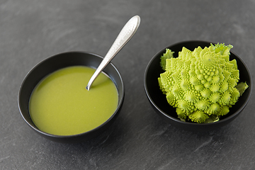 Image showing close up of romanesco broccoli cream soup in bowl