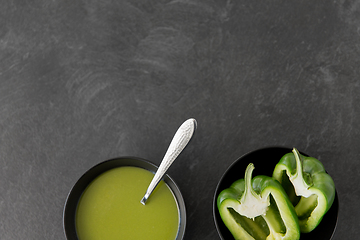 Image showing green pepper or paprika cream soup in bowl