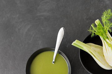 Image showing fennel cream soup in ceramic bowl