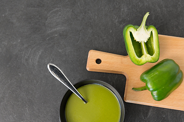 Image showing green pepper or paprika cream soup in bowl