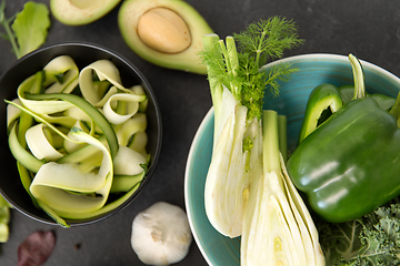 Image showing close up of different green vegetables