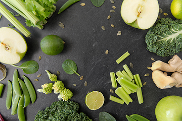 Image showing close up of different green vegetables