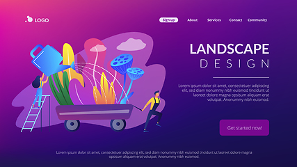 Image showing Landscape design concept landing page.