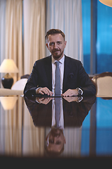 Image showing business man using tablet computer