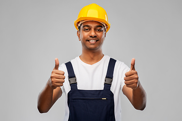 Image showing happy indian worker or builder showing thumbs up