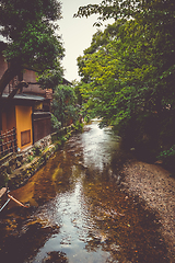 Image showing Traditional japanese houses on Shirakawa river, Gion district, K