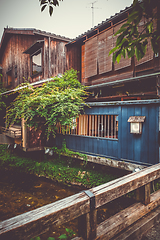 Image showing Traditional japanese houses on Shirakawa river, Gion district, K