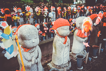 Image showing Jizo statues at Zojo-ji temple, Tokyo, Japan