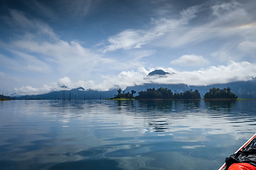 Image showing Morning on Cheow Lan Lake, Khao Sok National Park, Thailand