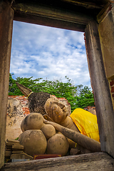 Image showing Reclining Buddha, Wat Phutthaisawan temple, Ayutthaya, Thailand