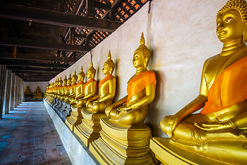 Image showing Gold Buddha statues, Wat Phutthaisawan temple, Ayutthaya, Thaila