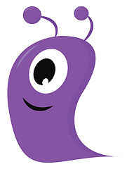 Image showing One-eyed smiling purple blob monster vector illustration on whit