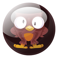 Image showing Cartoon character of a brown owl vector illustration in dark bro
