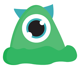 Image showing Green monster with one eye and blue horns vector illustration on